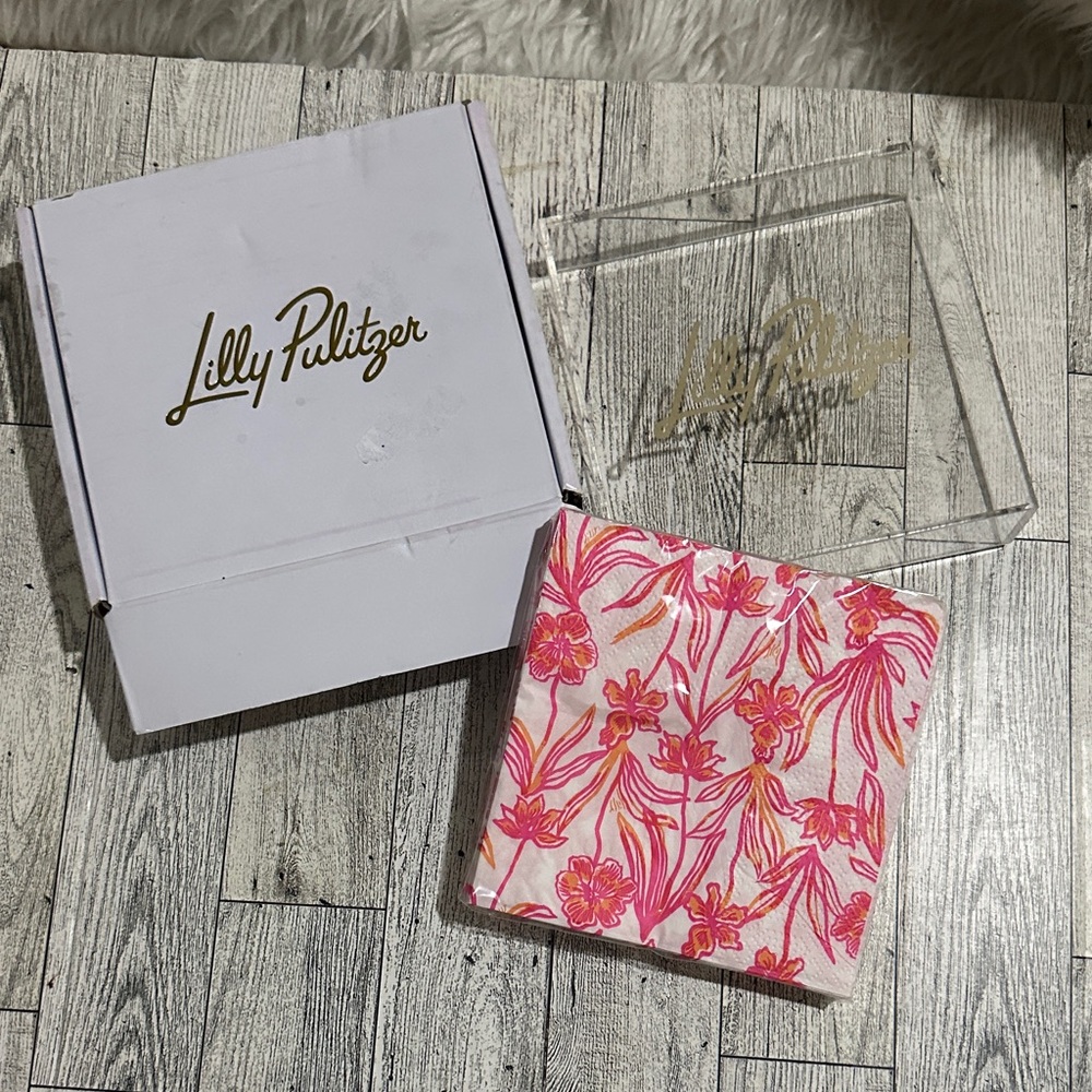 Lilly Pulitzer Pink and Orange Floral Scarf